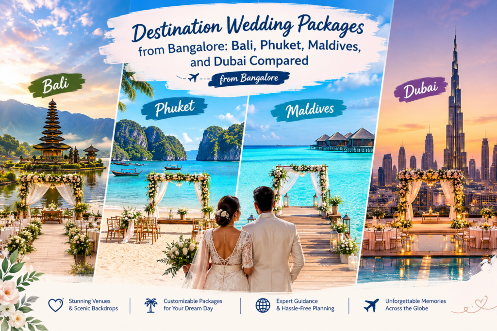 Destination Wedding Packages from Bangalore Bali, Phuket, Maldives, and Dubai Compared